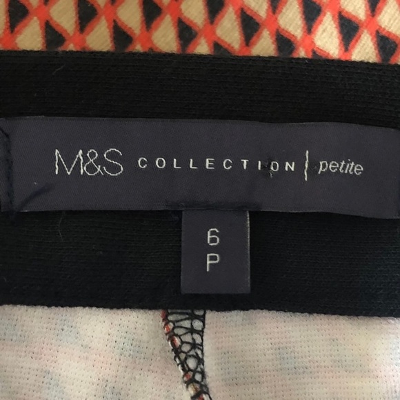 M&S Collection UK 6 Cigarette Pants Trousers Geometric Orange Black Beige SUMMER - Picture 3 of 5